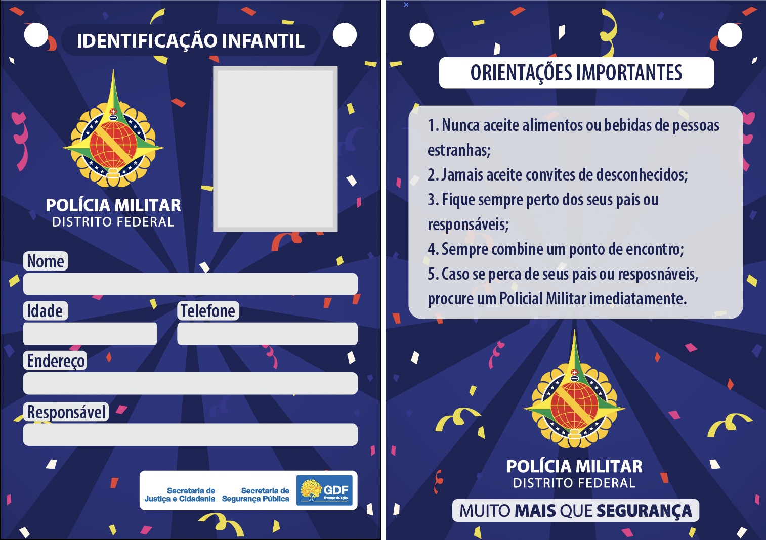 identificação infantil PMDF Carnaval 2023